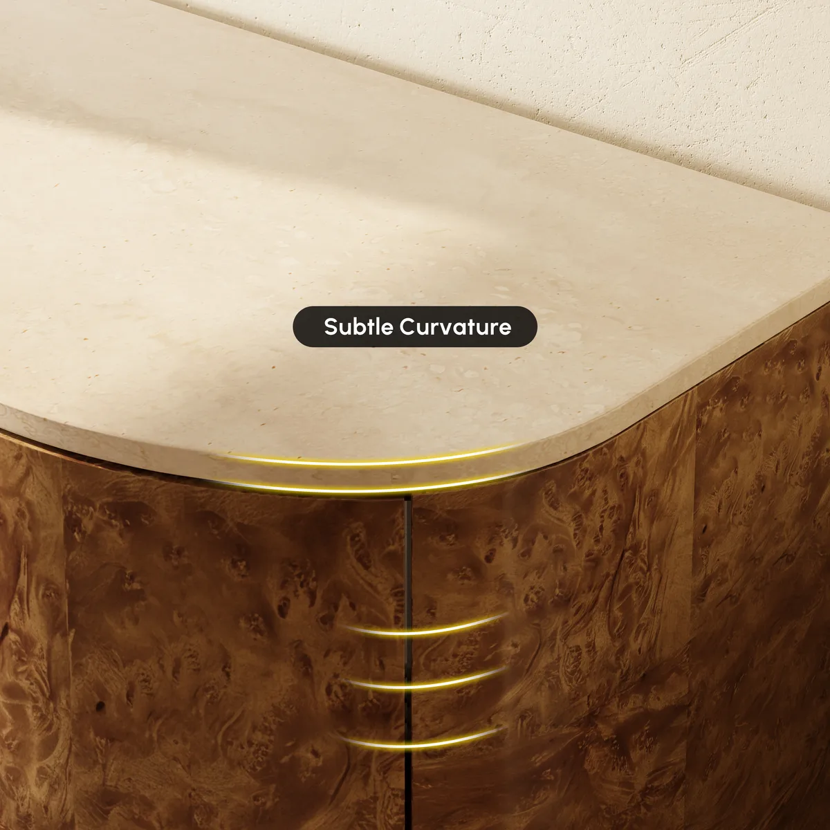 Modern 63" Burl Sideboard with Sintered Stone Top — image 9