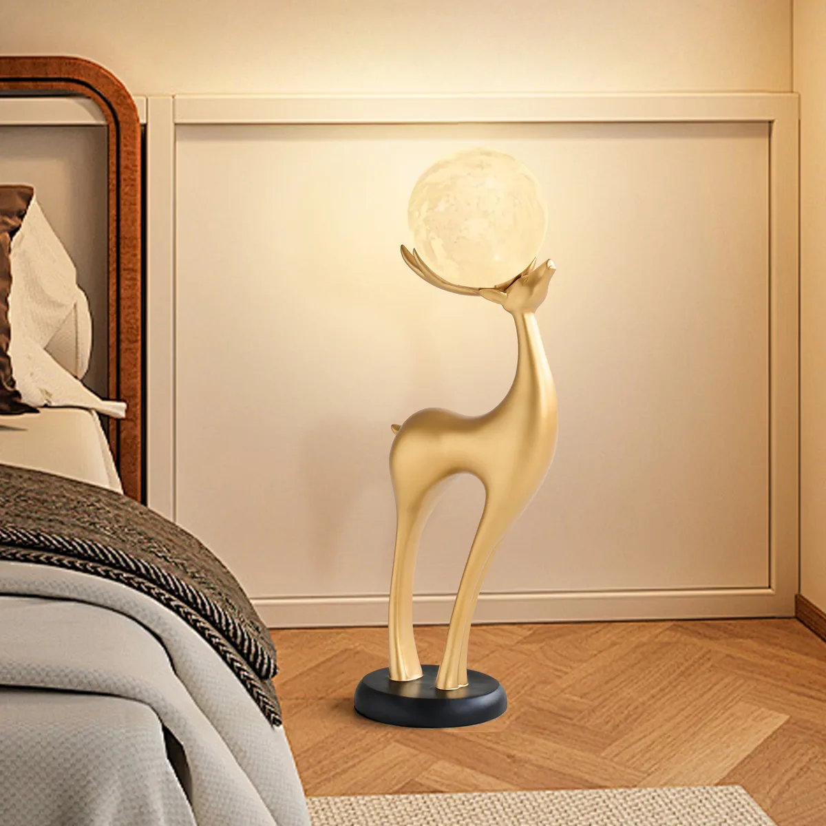Modern Resin Deer Floor Lamp with Remote Control – 30" Tall with Light-Up Ball — image 6