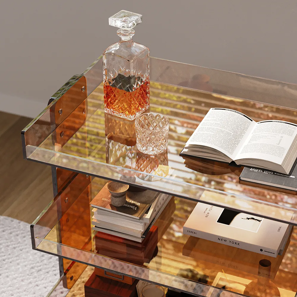 Amber Acrylic Rolling Serving Bar Cart 3-Tier on Wheels — image 6
