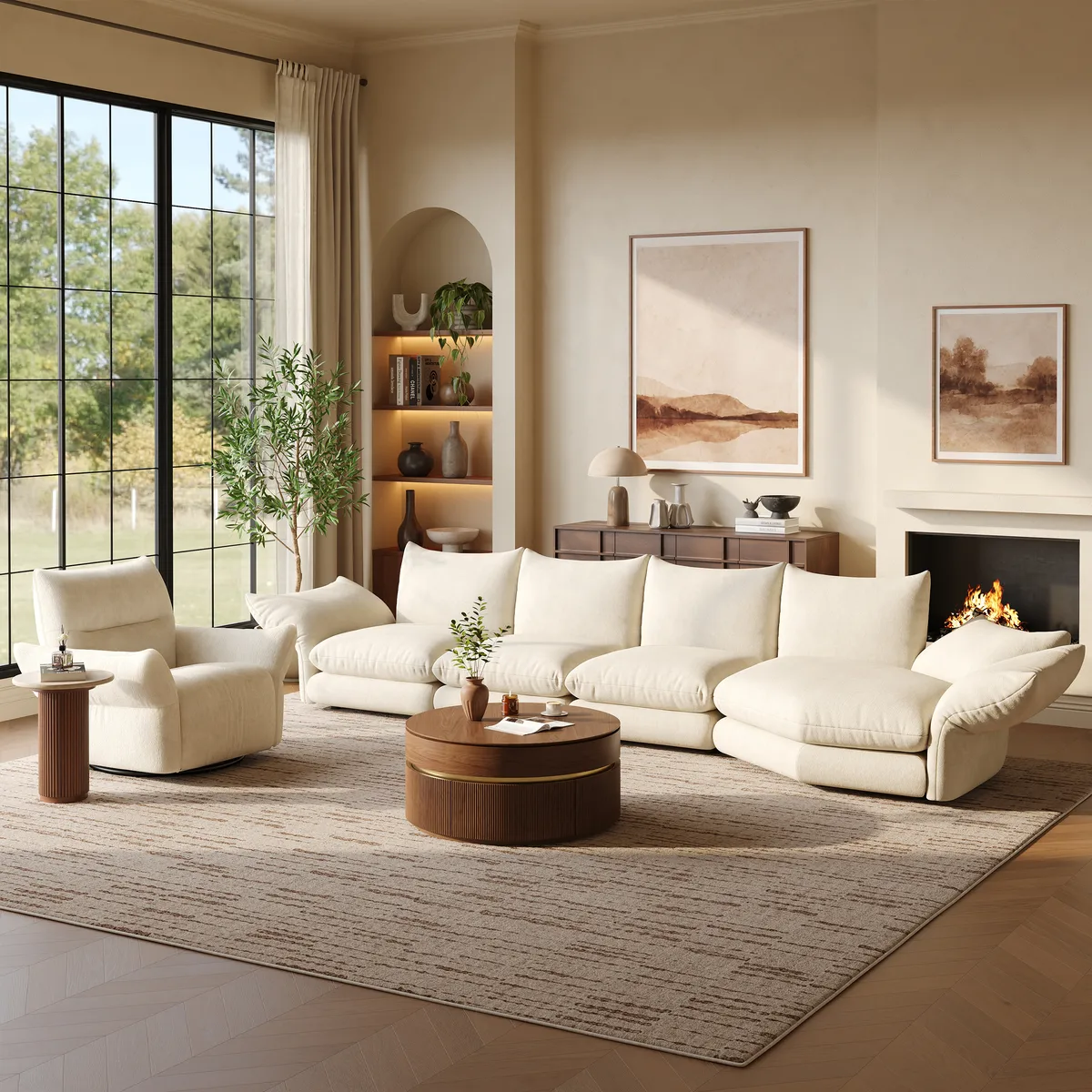 111" 3-Piece Chenille Sectional Sofa with Adjustable Armrests & Backrest — image 25