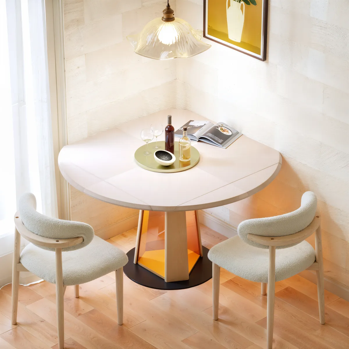 36"-47" Solid Wood Extendable Dining Table with Light — image 14