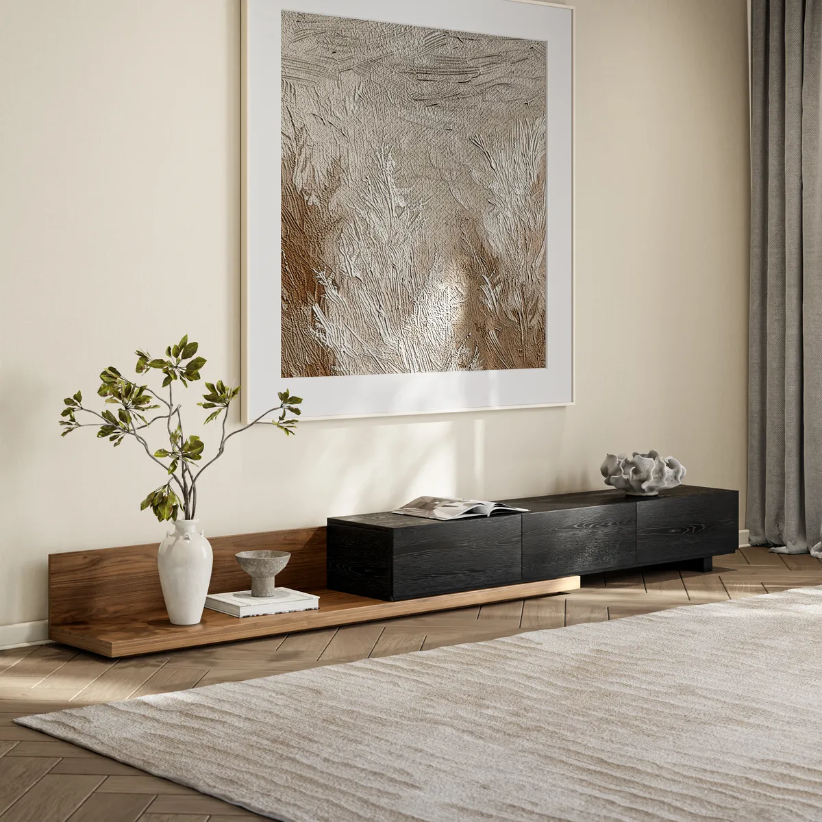 Rectangle Wood Extendable TV Stand