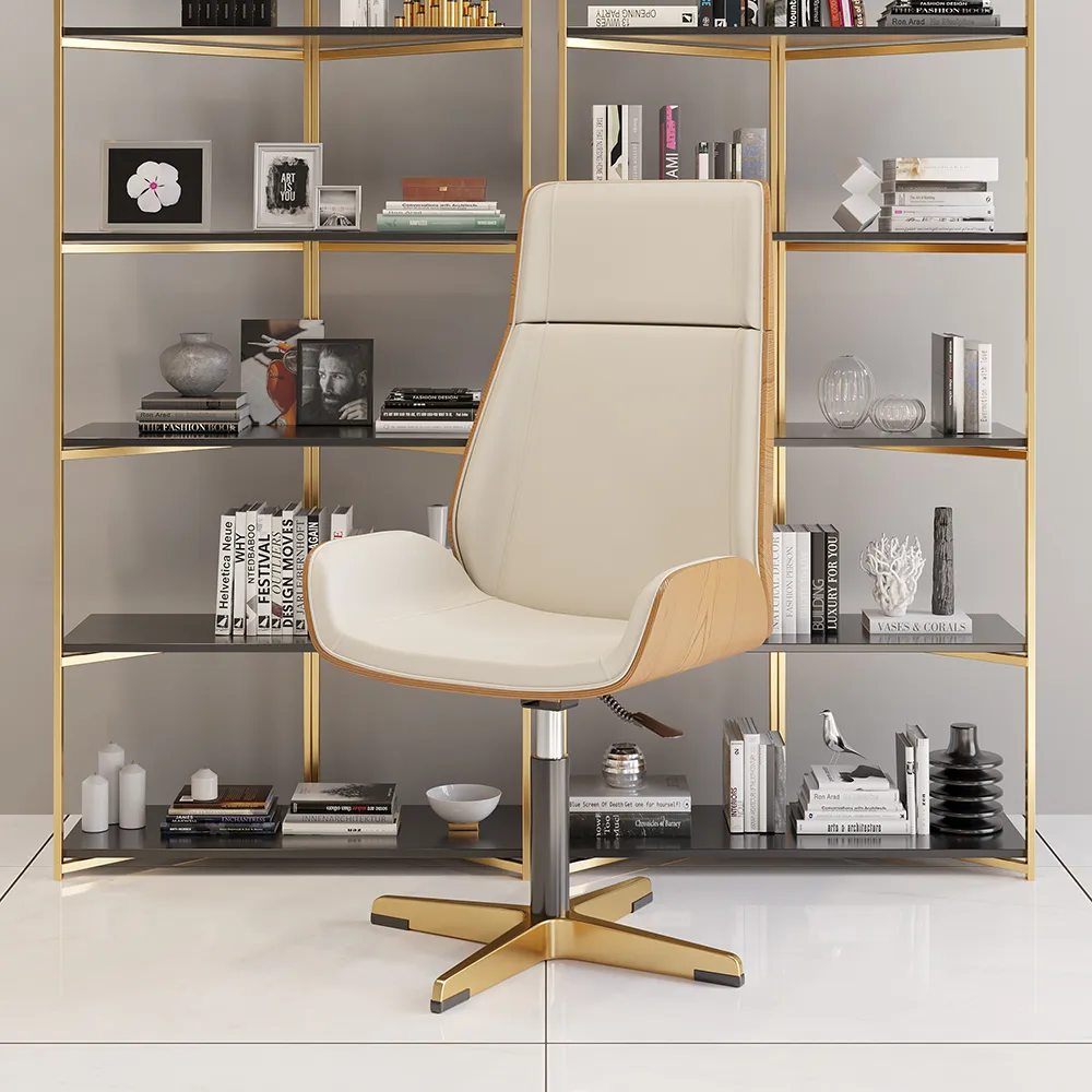 Black Leather Modern Home Office Chair Upholstered High Back Executive Chair — image 11