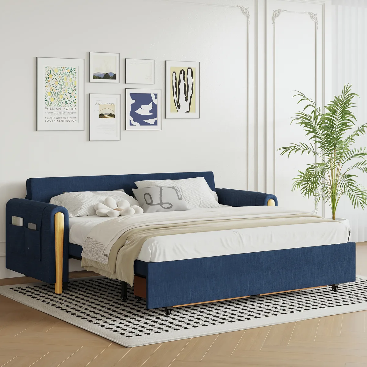 Black Upholstered King Size Daybed with Trundle — image 13