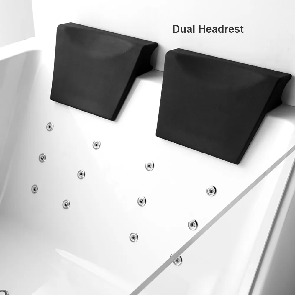 71" Double Whirlpool Bathtub with Thermostat Control & LED Lighting Jetted Hydrotherapy Massage Tub — image 7