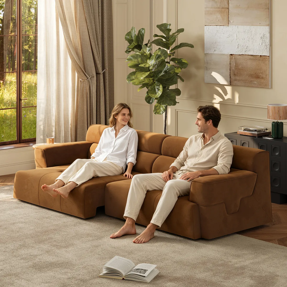 121" Performance Velvet Power Convertible Sleeper Sofa — image 2
