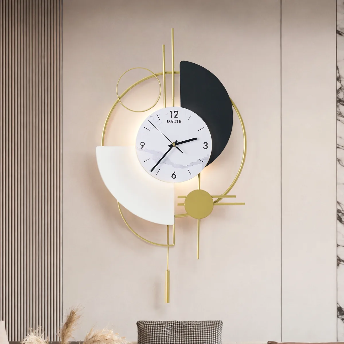30" Modern Metal Wall Clock with Dimmable LED Light and Remote Control — image 2