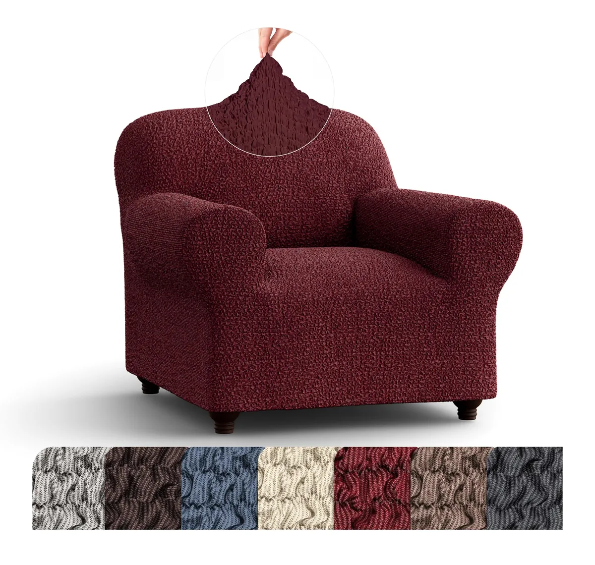 Armchair Slipcovers - 1-Piece Furniture Protector - Form Fit, Machine Washable - CottonRich Collection — image 15