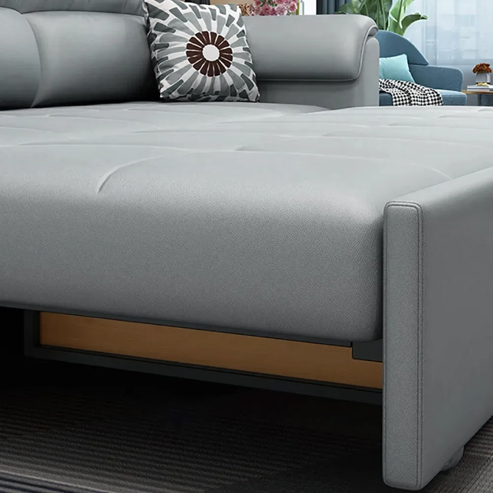 Leather Queen Size Sleeper Sofa with Trundle Pull Out Sofa Bed — image 15