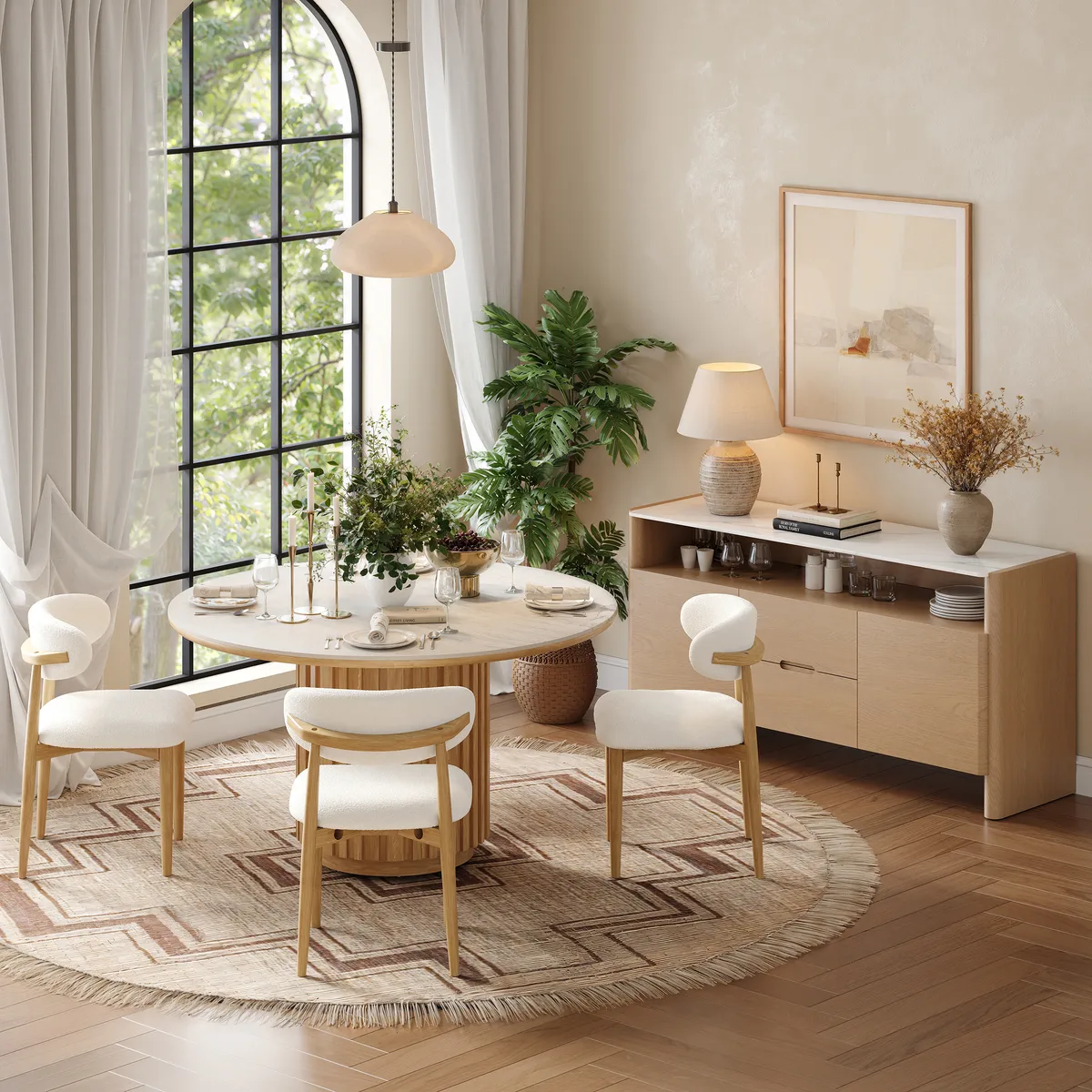 Arvona 63" Sintered Stone Sideboard with Open Storage & Adjustable Shelves — image 4