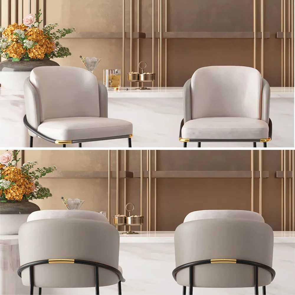 Modern PU Leather Counter Stool Black with Back & Footrest — image 21