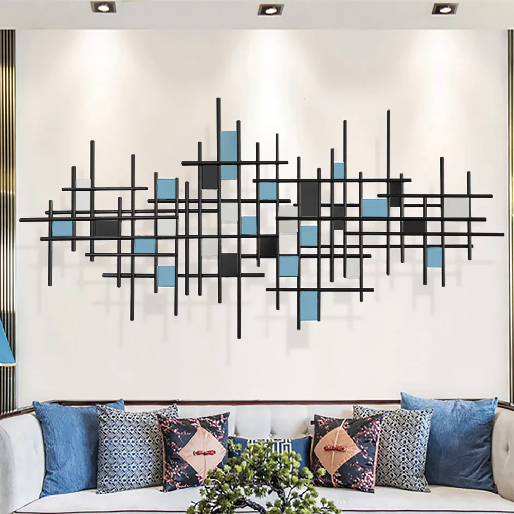 51.2"W Modern Luxury Style Black Metal Wall Decor Home Art in Living Room — image 2