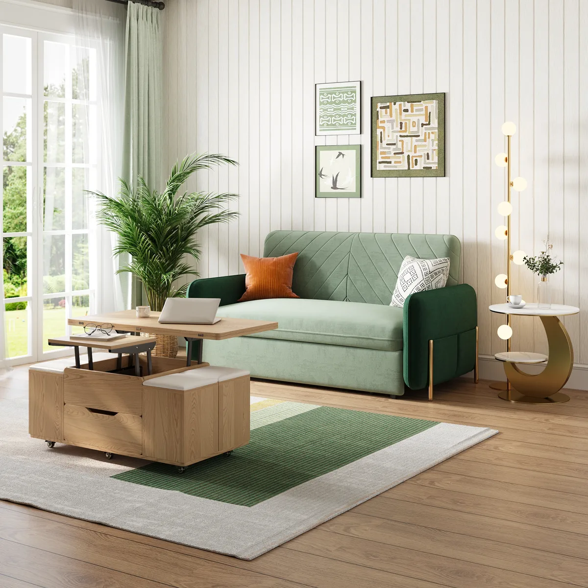 68" Full 2-Seater Boucle Convertible Sleeper Sofa — image 16