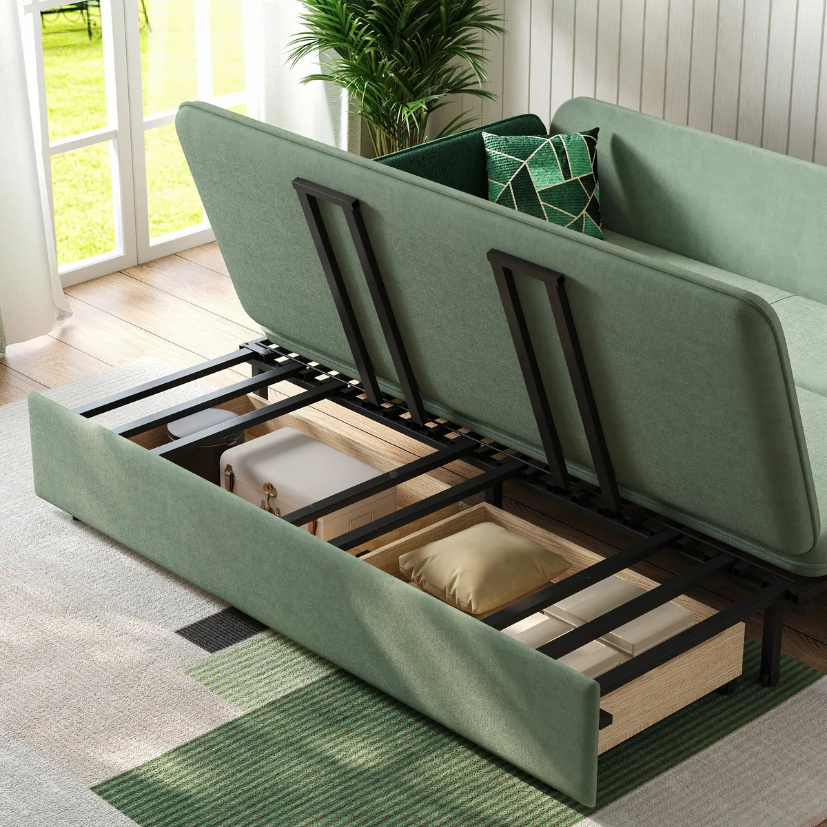68" Full 2-Seater Boucle Convertible Sleeper Sofa — image 27