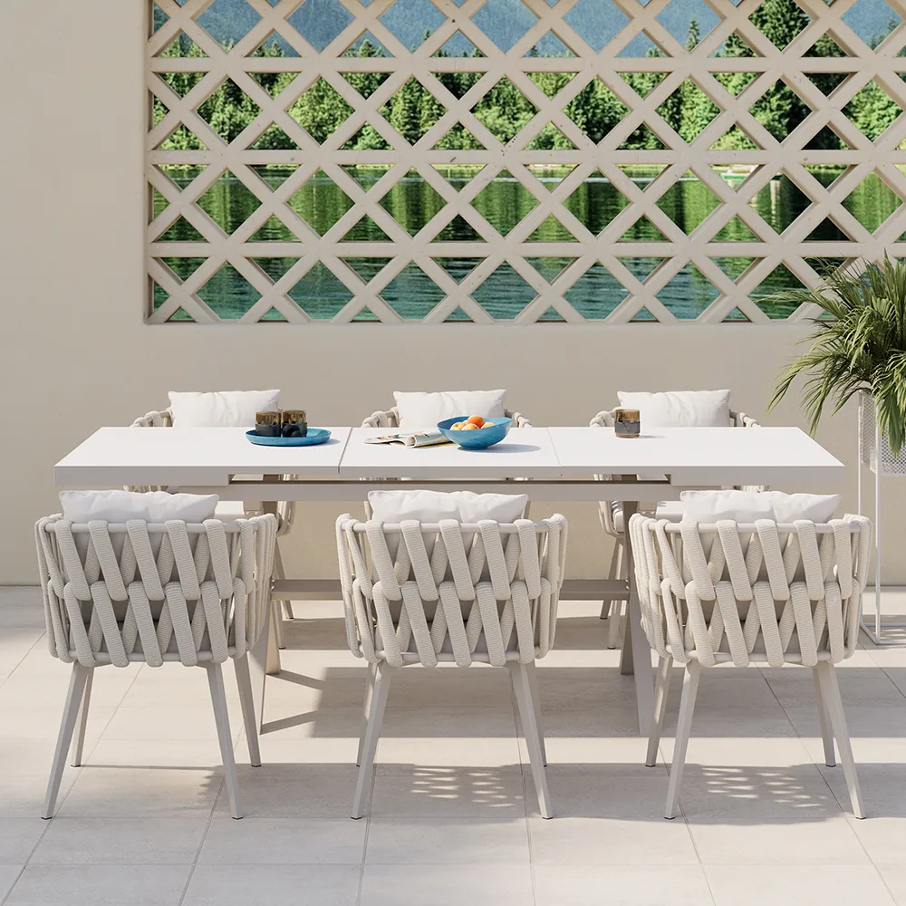 Outdoor Rope Weave & Aluminum Dining Chairs — image 8
