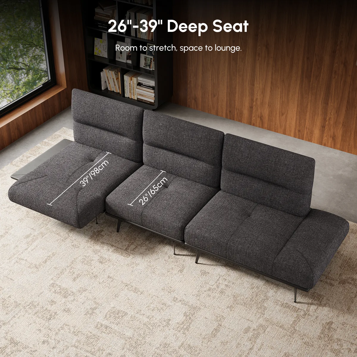 2-Piece Yarn-Dyed Fabric and Faux Leather Reclining Sectional Sofa — image 11