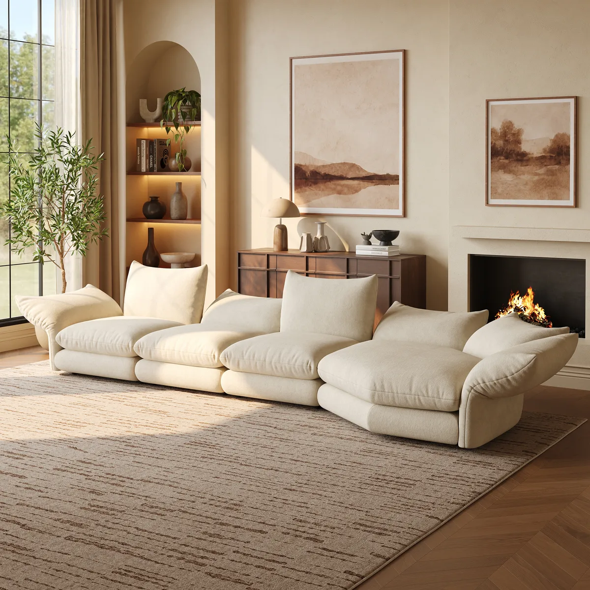 111" 3-Piece Chenille Sectional Sofa with Adjustable Armrests & Backrest — image 21
