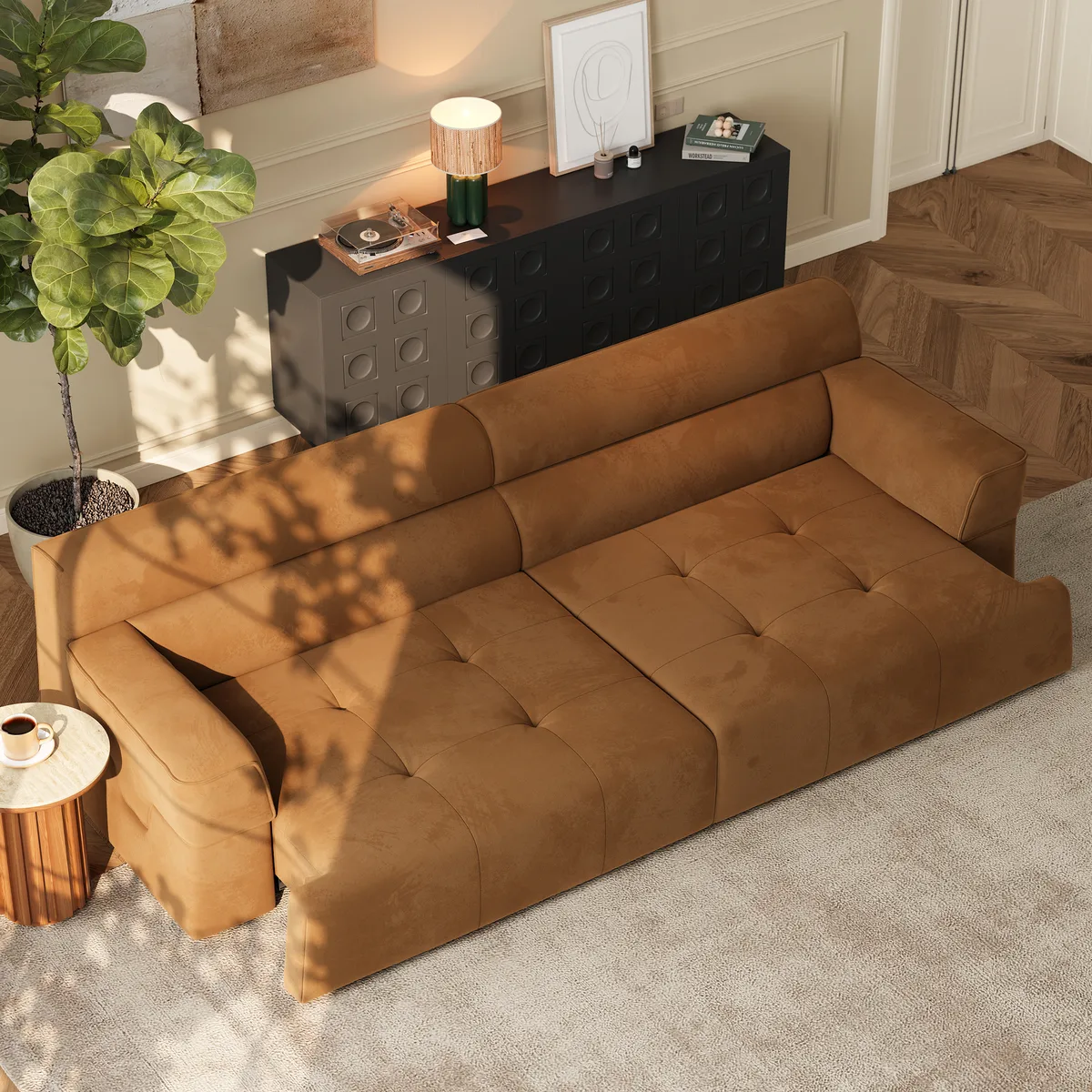121" Performance Velvet Power Convertible Sleeper Sofa — image 4