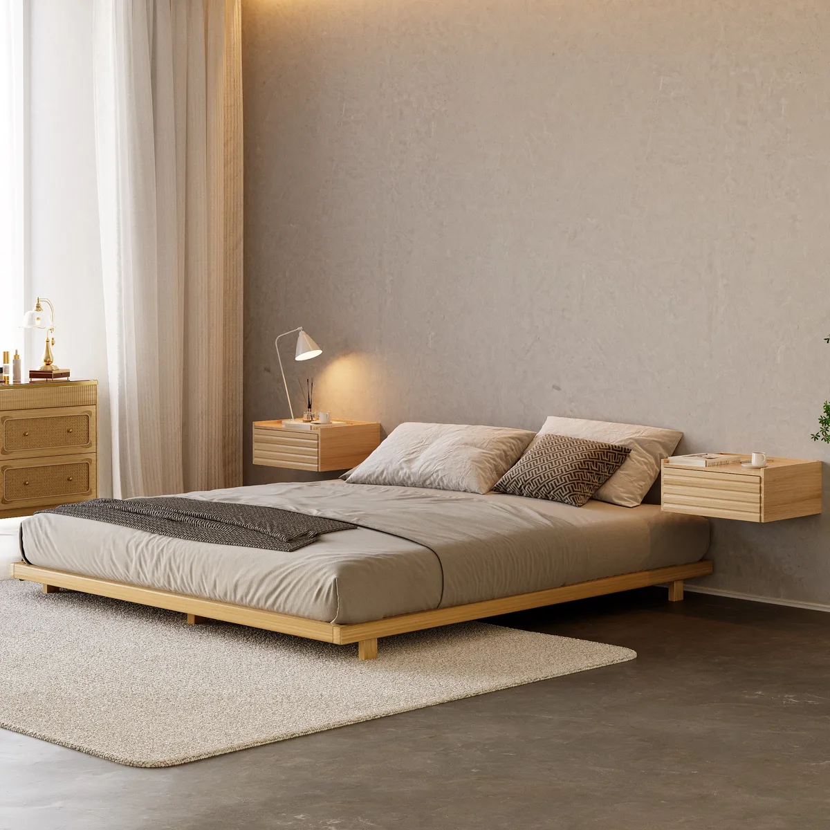 Japanese Style King Low Bed Frame Black Floor Bed — image 11