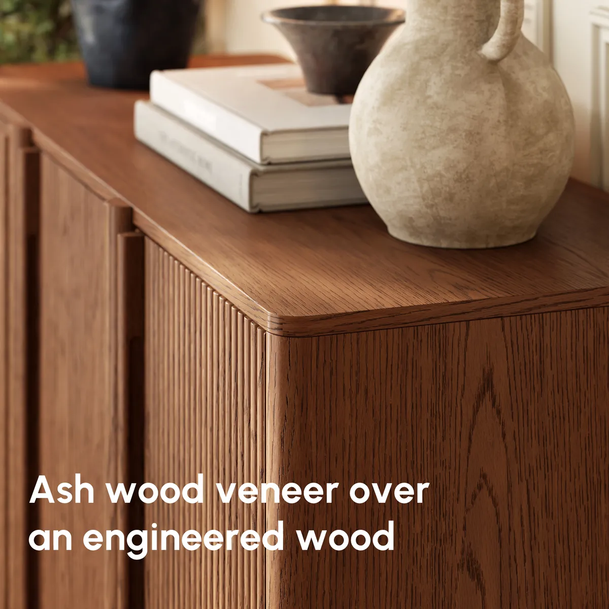 Lineva 48" Ash Wood Veneer Shoe Storage Fluted Entryway Cabinet — image 8