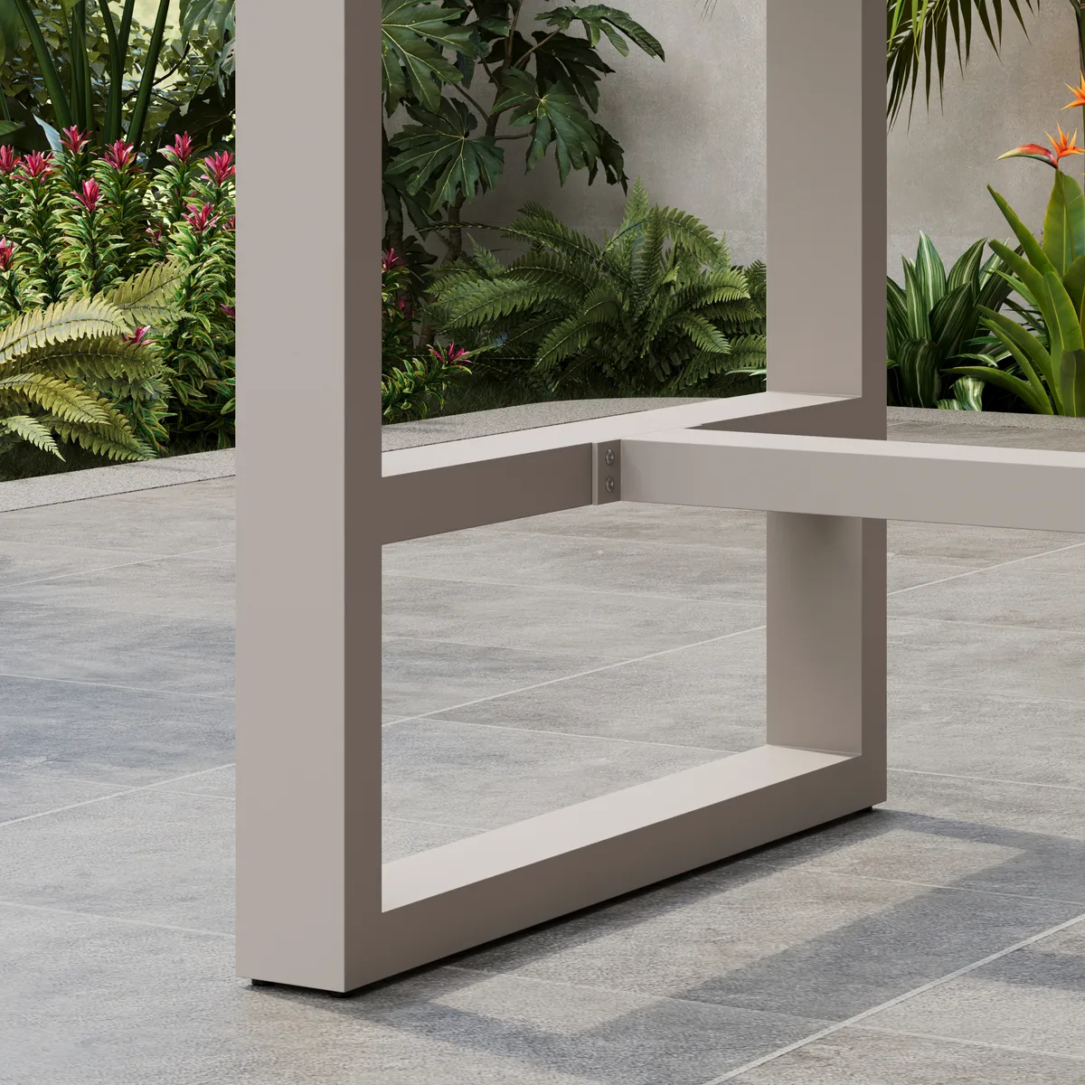 Tevara Outdoor Teak Wood Slat Top & Sand Aluminum Frame Bar Table for Patio — image 20