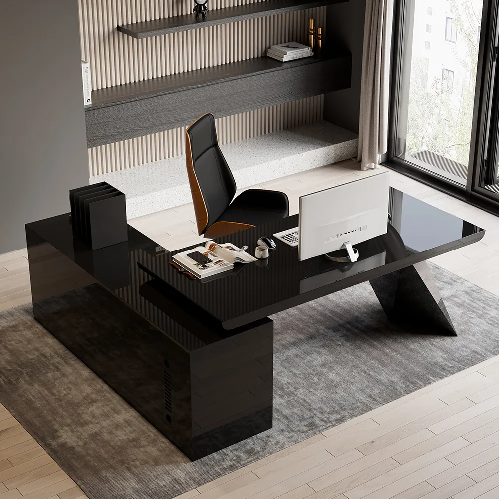 Modern 71" L-Shaped Whitewash Executive Desk with Storage, Left Hand — image 11