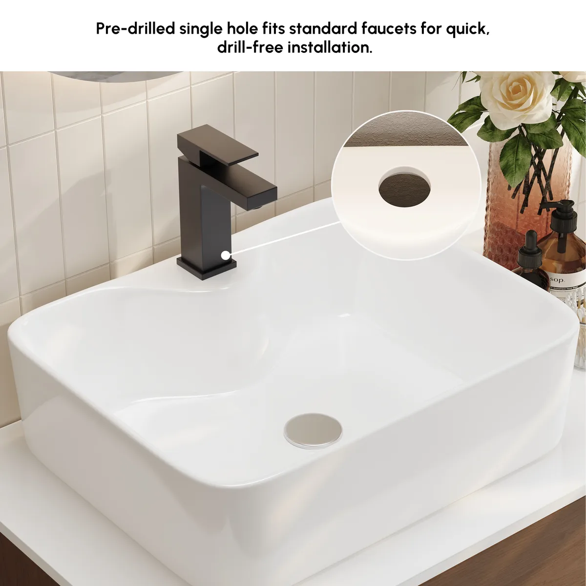 31.5" Walnut Floating Bathroom Vanity Left Offset Ceramic Vessel Sink — image 27