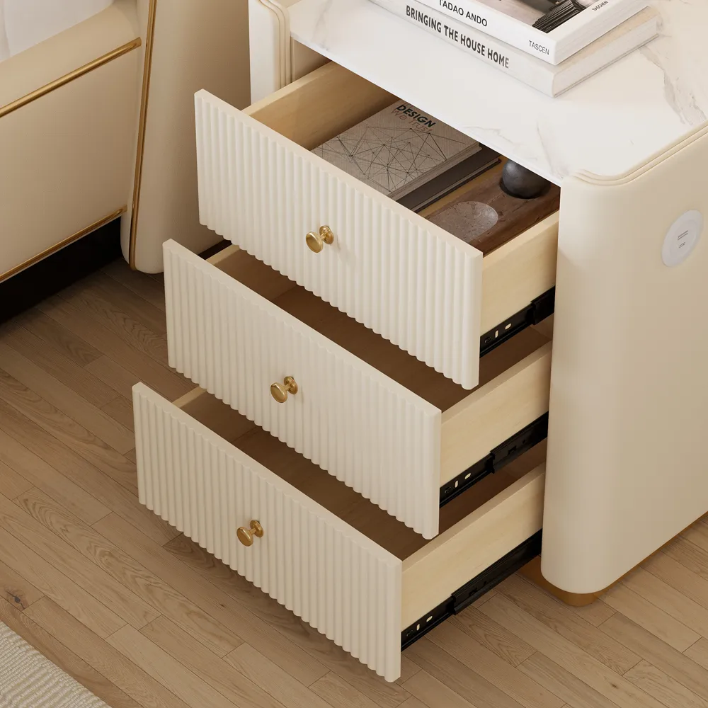 Modern 3-Drawer Nightstand with Sintered Stone Top & — image 6