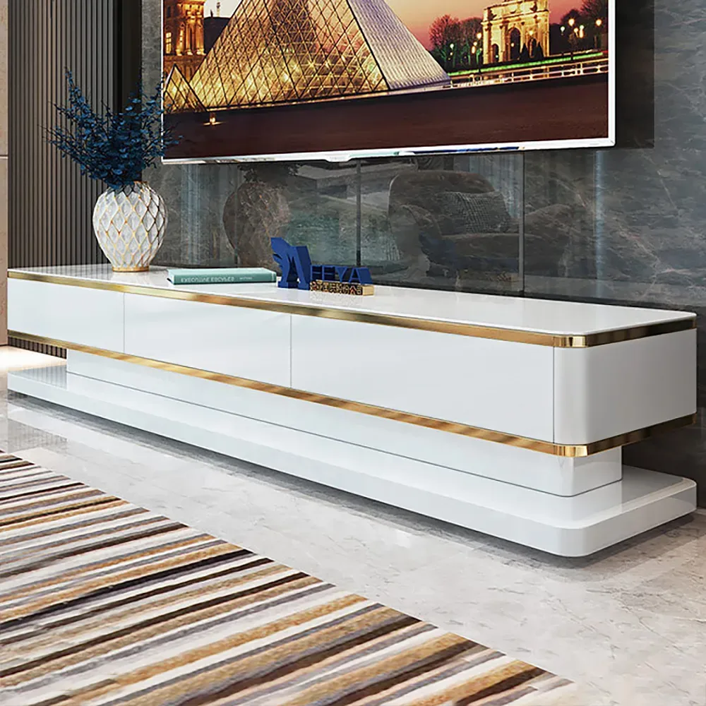 Gapn 78.7" Black TV Media Console with 3 Drawers Tempered Glass for TVs Up