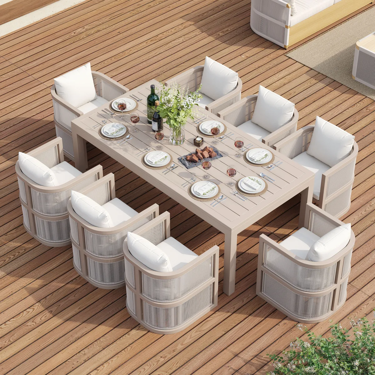 Wevara 2 Pieces Modern Aluminum & Ropes Outdoor chairs — image 4