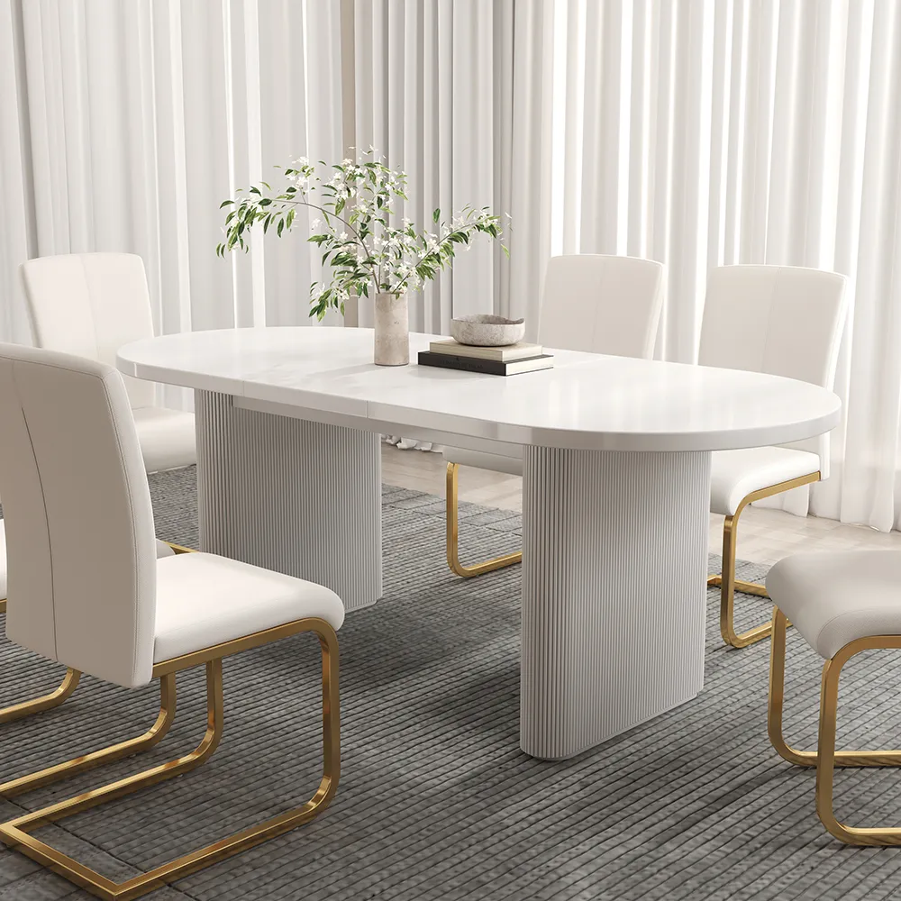 Japandi 79"-94" Oval Extendable Black Dining Table Butterfly Leaf 6-8 Seater — image 9