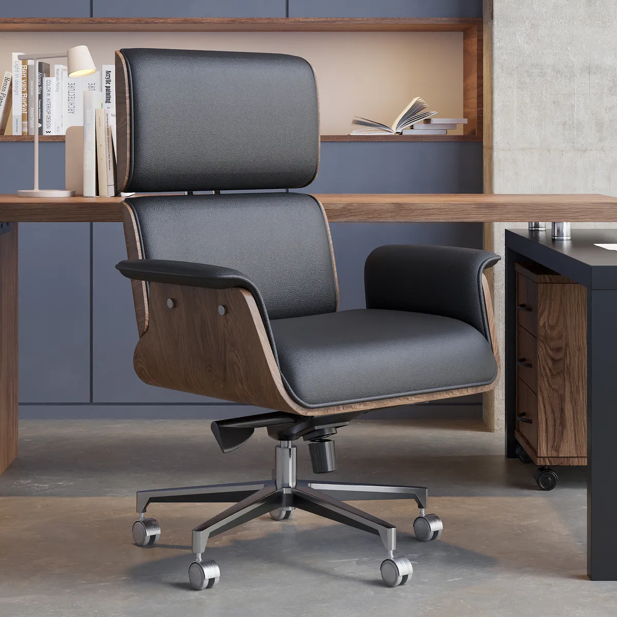 Modern Off White Home Office Chair Upholstered Swivel Task Office Chair High Back