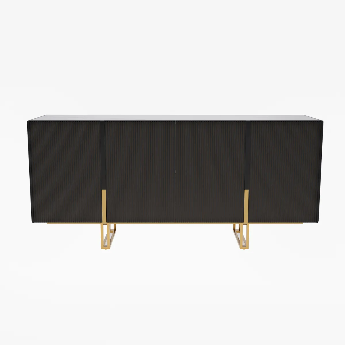 Grovyn 63" Buffet Sideboard Sintered Stone Top Black Fluted with Adjustable Shelves — image 19