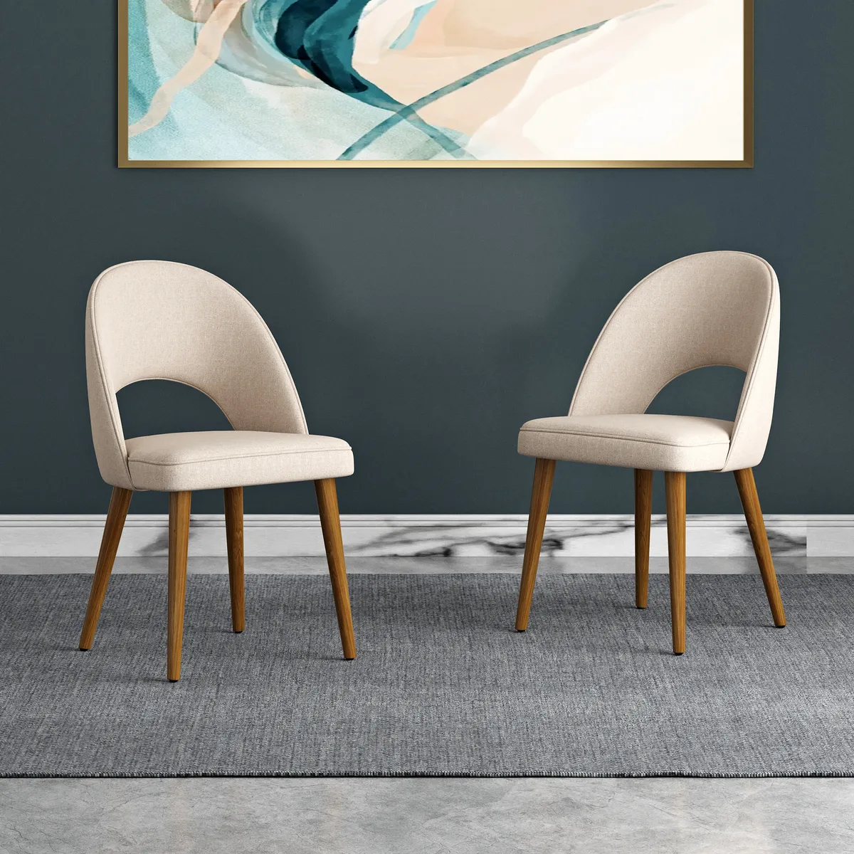 4-Pieces Modern Dining Chairs Cotton and Linen Upholstery — image 4