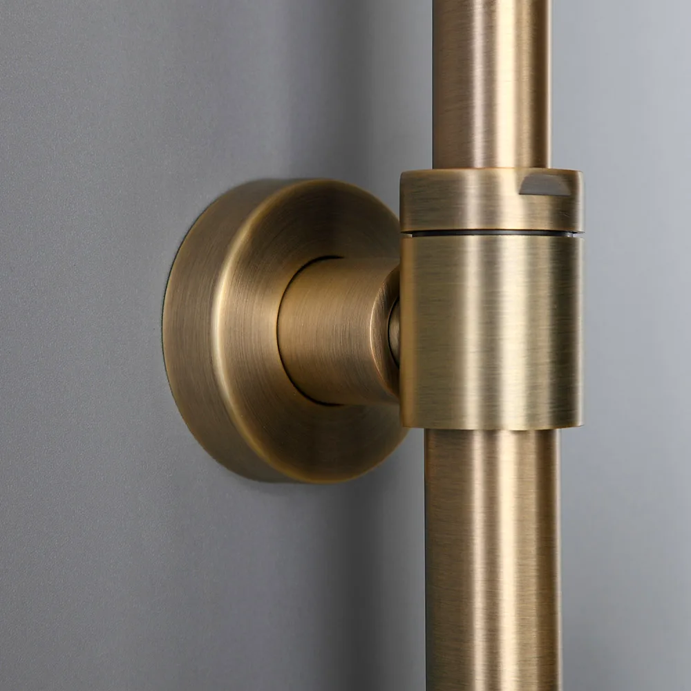 Classic Exposed Antique Brass Two Handle Round Rainshower Shower Fixture Solid — image 6