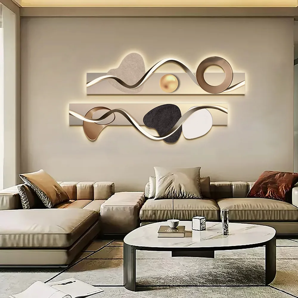 39.4" Modern Abstract Geometric Multi-color Acrylic Wall Art with LED Backlighting — image 6