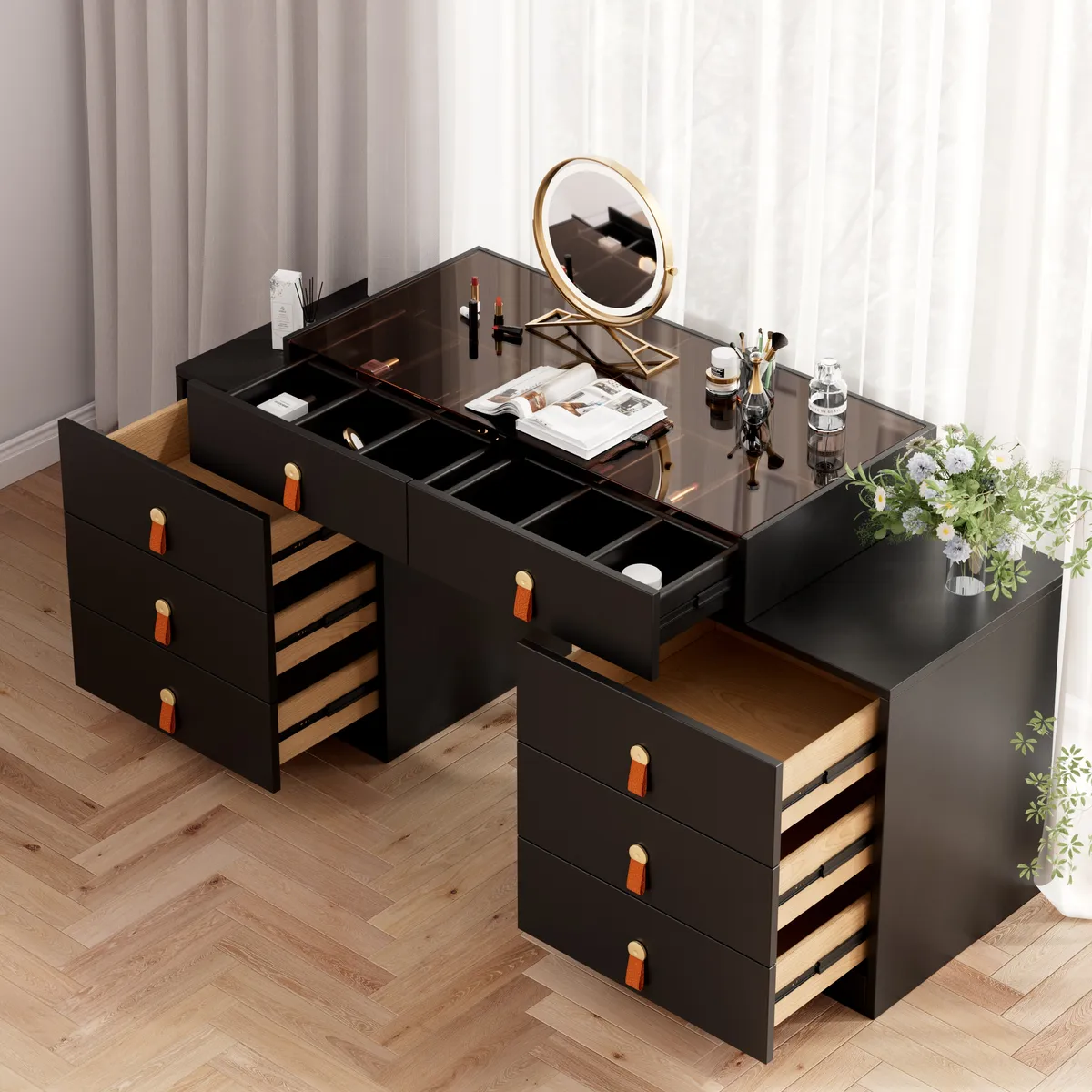 Extendable Makeup Vanity with Jewelry Storage Retractable — image 11