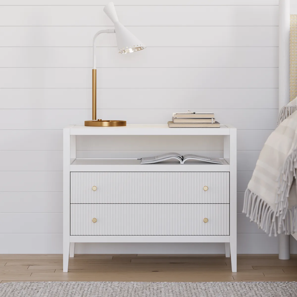 Stria Black Fluted 6-Drawer Dresser & 2 Wide Nightstands Set — image 23