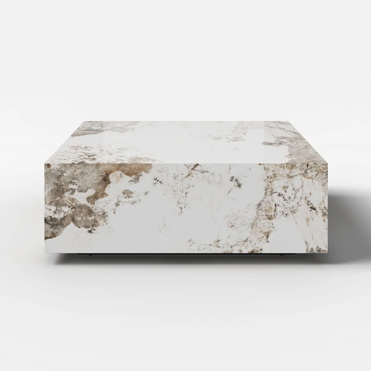 39" Square Sintered Stone Block Coffee Table With Storage Modern Off White Living Room Table — image 8