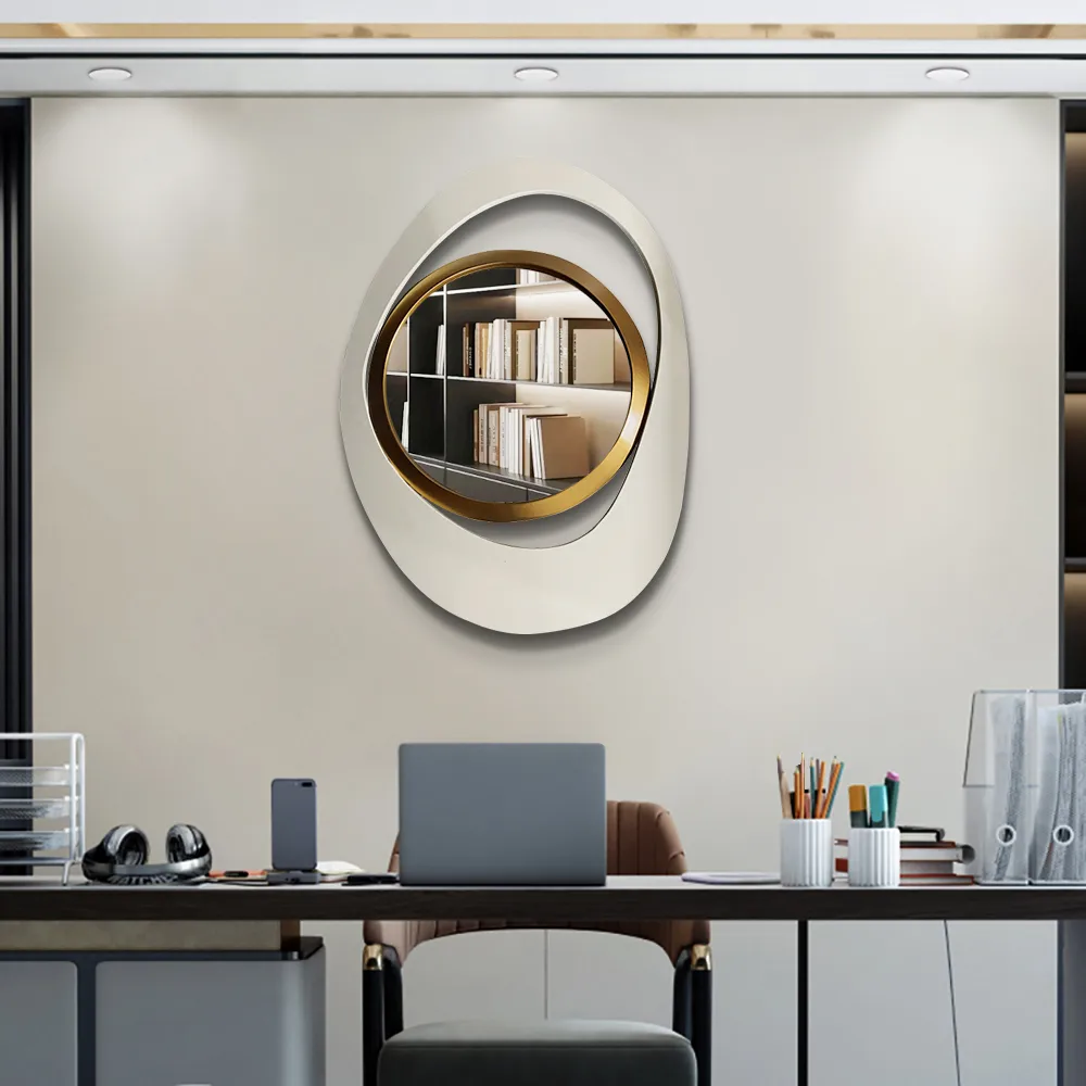 Abstract Wall Mirror, Matte Black and Gold, Horizontal or Vertical — image 27