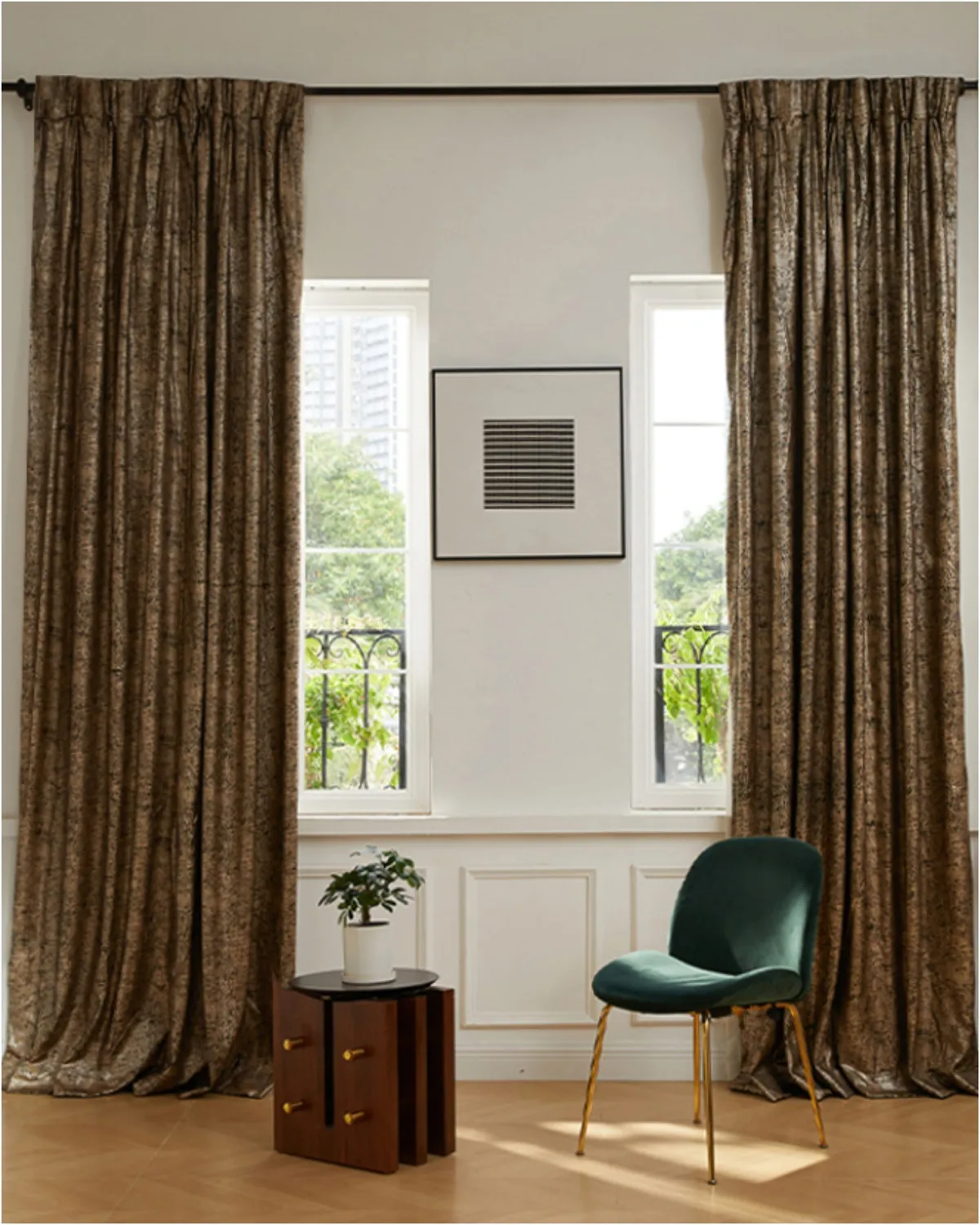 Klimt Foil Printed Velvet Patterned Custom Curtain | Designed in Italy