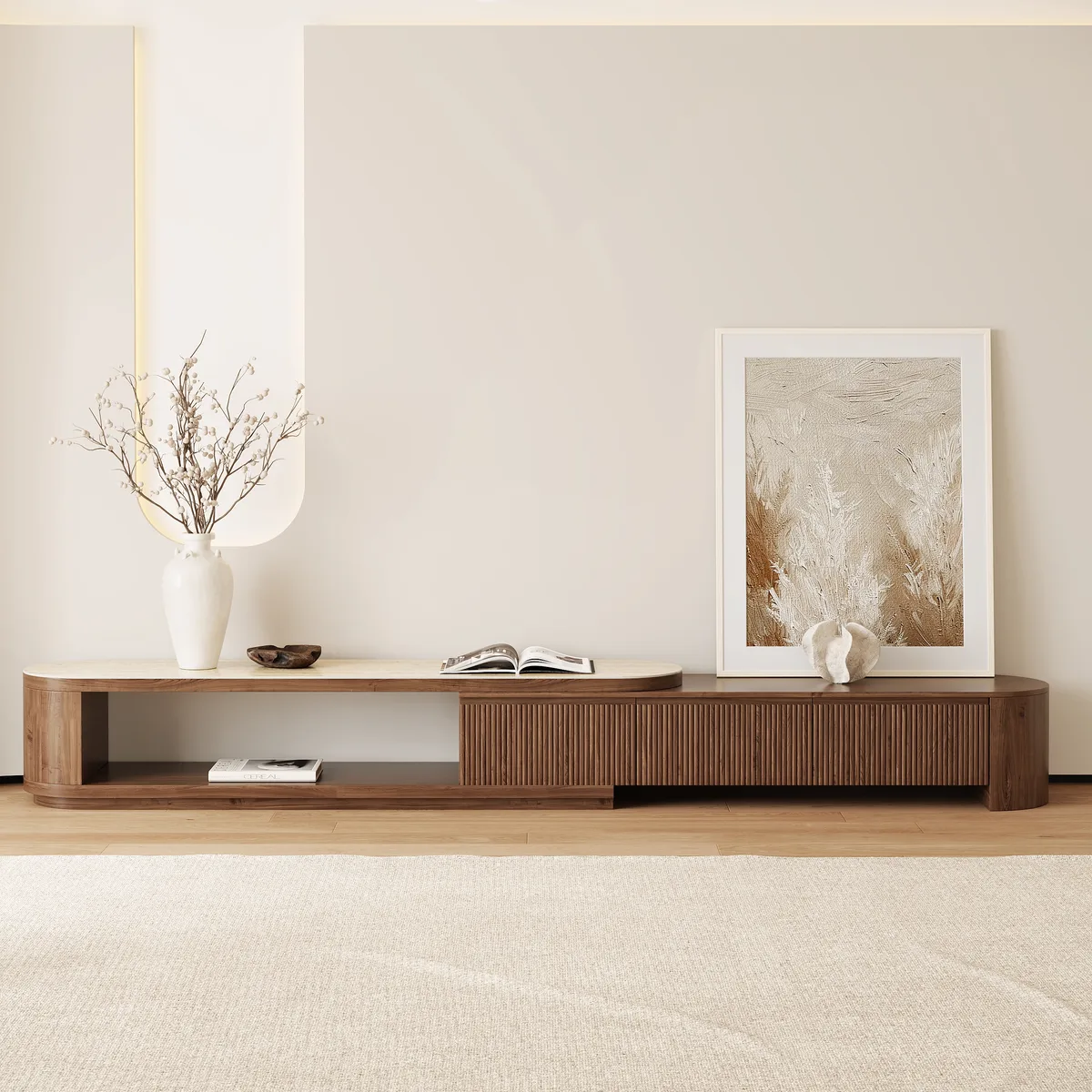 Velar Extendable Sintered Stone Top TV Stand with 3 Drawers(71"-114") — image 22