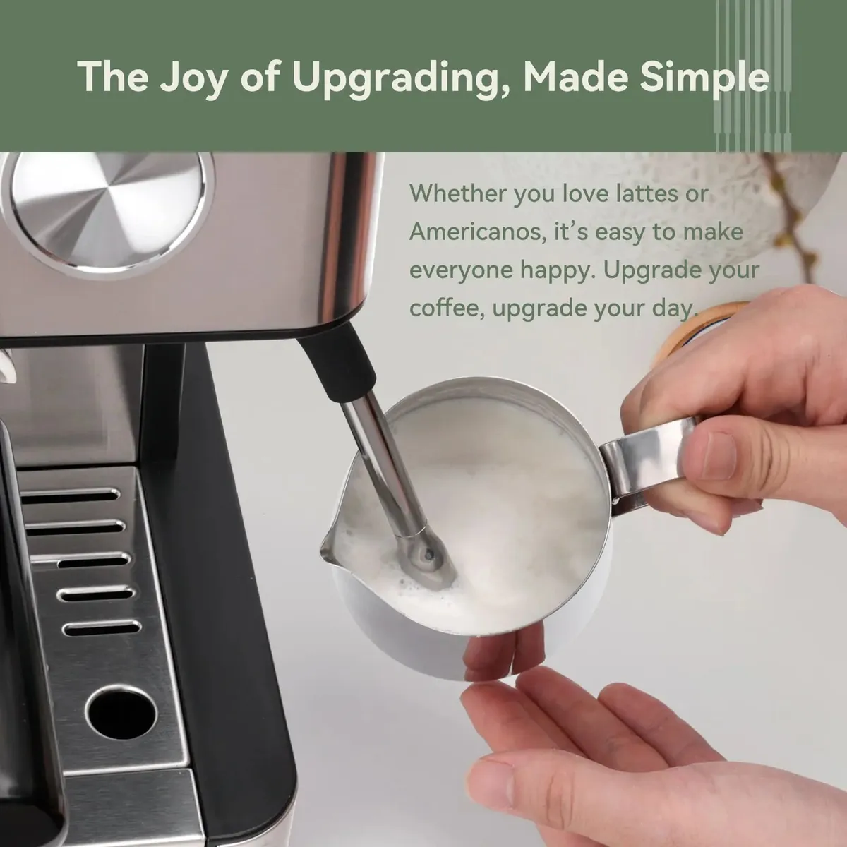 GEVI 20 Bar Espresso Maker with Built-in Bean Grinder & Milk Frother ECMI0 — image 5