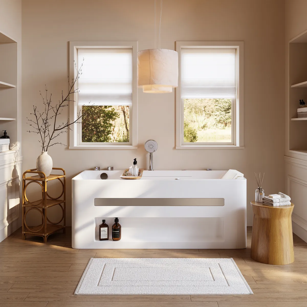 59" Whirlpool Bathtub with Thermostatic Control & Massage Jets & LED Lighting — image 14