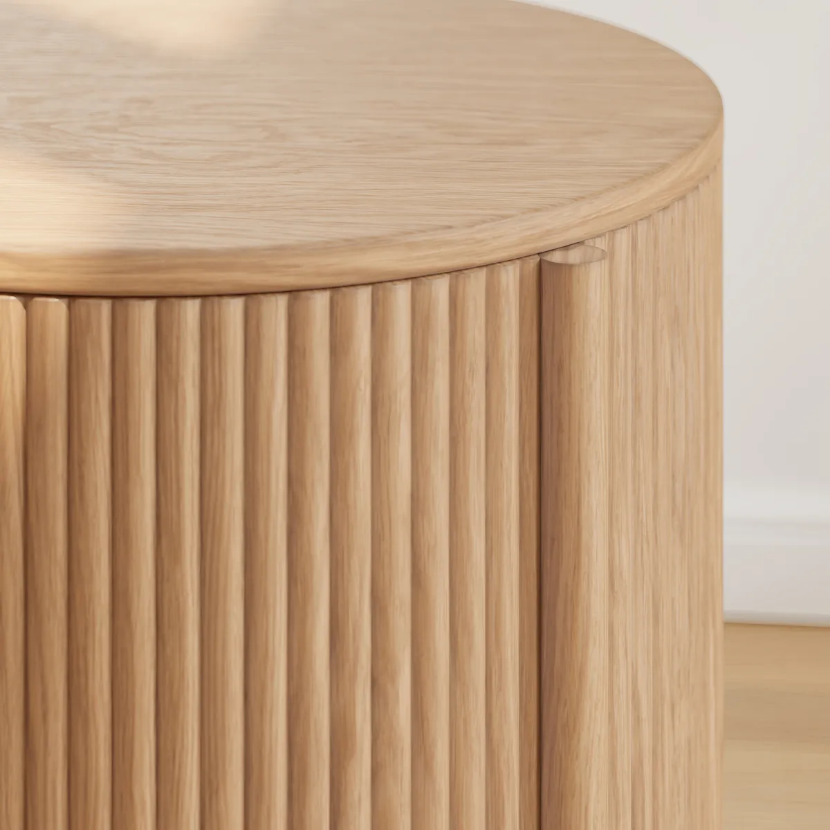 Round Fluted Side Table with Storage — image 7