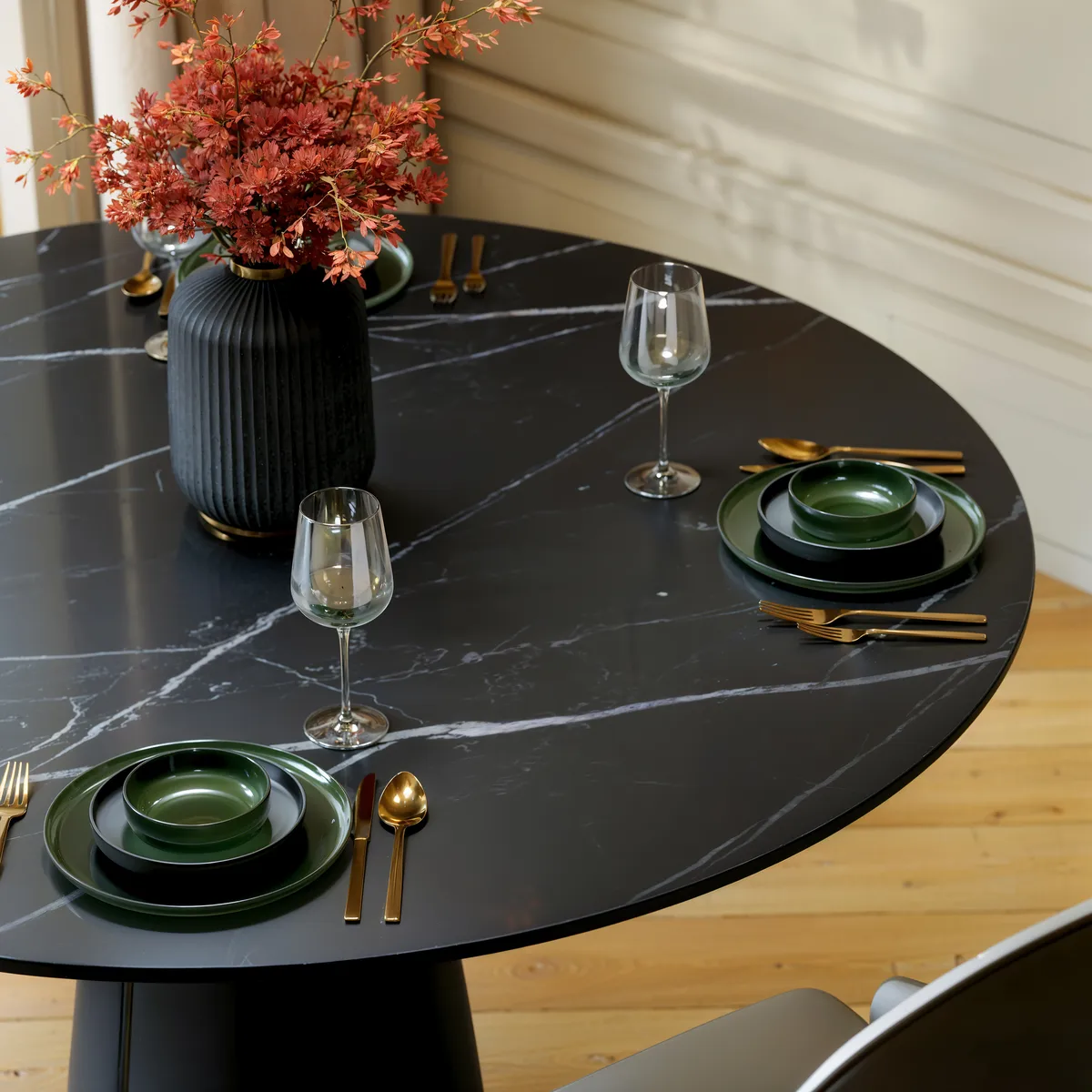 Dining Set 39" Sintered Stone Dining Table with 2 Chairs — image 9