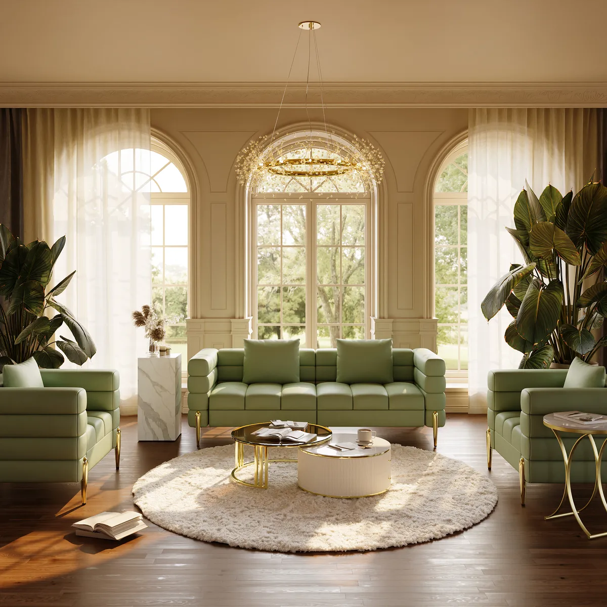 78.7" Modern White Boucle Upholstered Fluted 3-Seater Sofa for Living Room with Pillow White Boucle Accent Chair Modern Modular Armchair