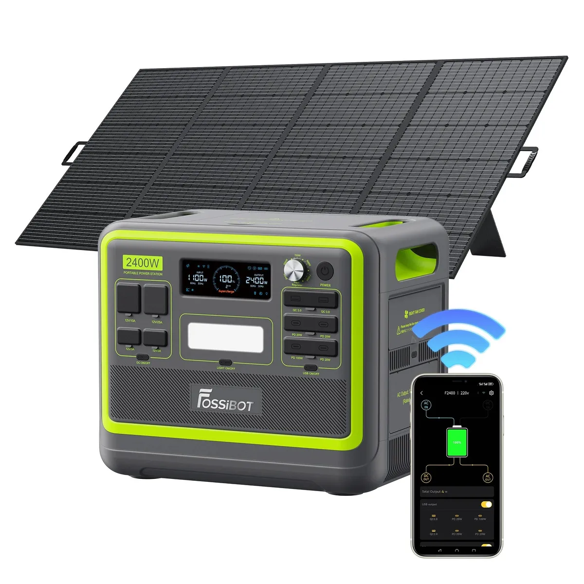 FOSSiBOT F2400 + 420W Portable Solar Panel | Solar Generator Kit