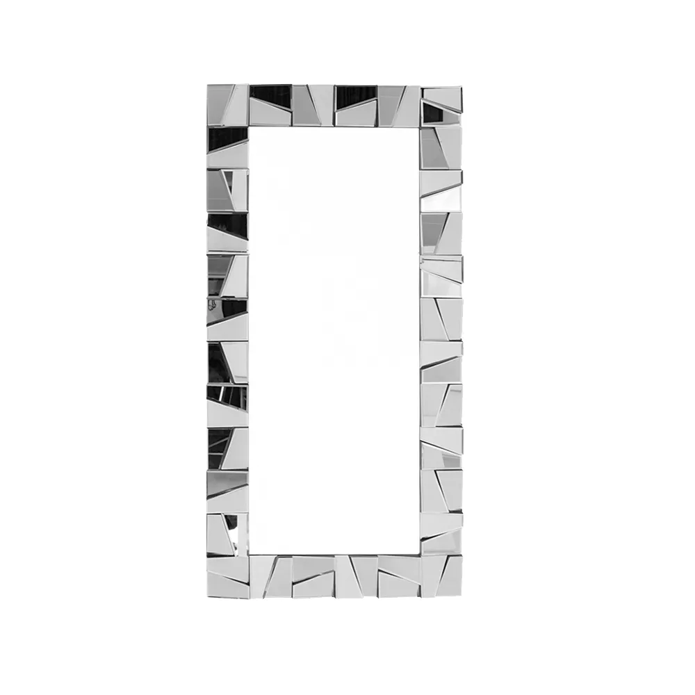 31.5" x 63" Oversized Rectangle Full Length Floor Mirror 3D Silver Glass Frame — image 19