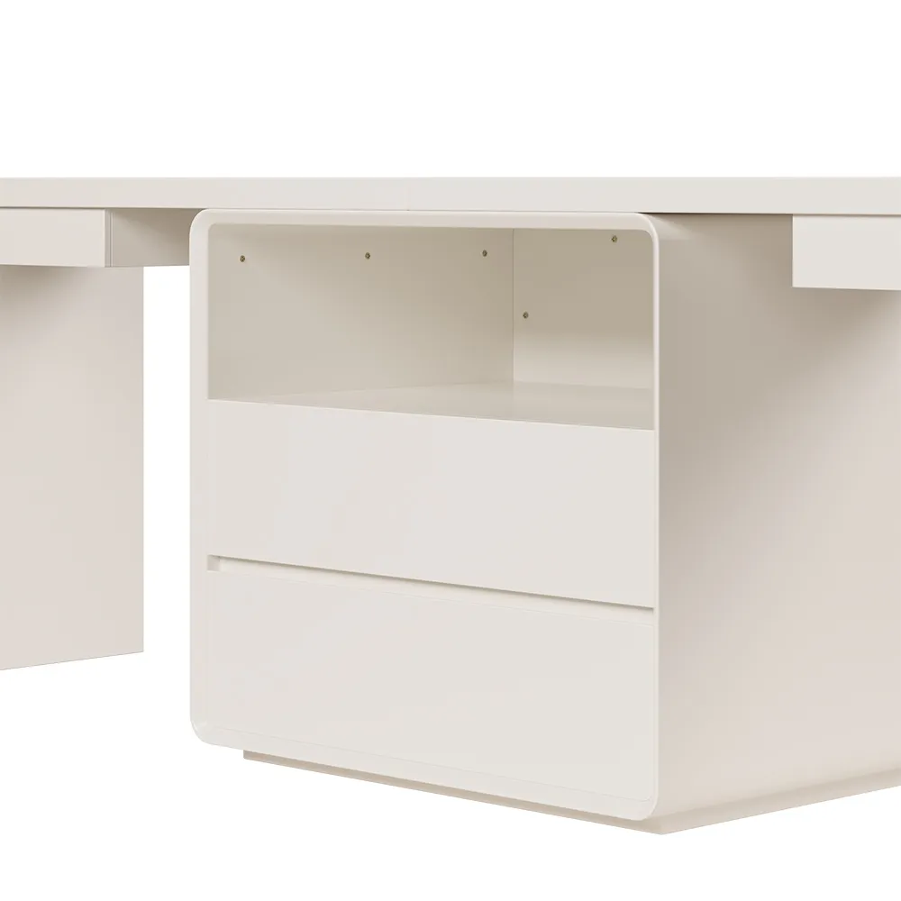 Modern 94" Rectangular Brown Double Desk with Drawers, Seats 2 — image 29